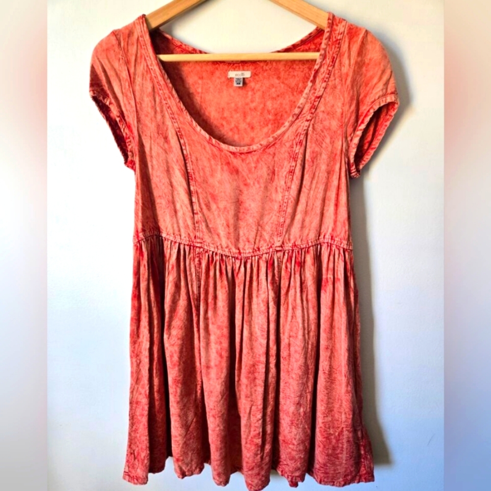 ECOTÉ Red Coral Rayon Mini Dress